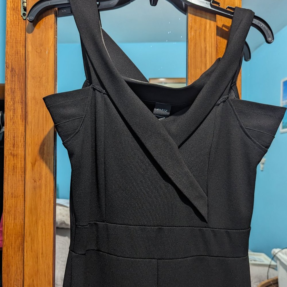 jumpsuit tuxedo neckline lapel black pantleg 8 underarm 17.5, Privy